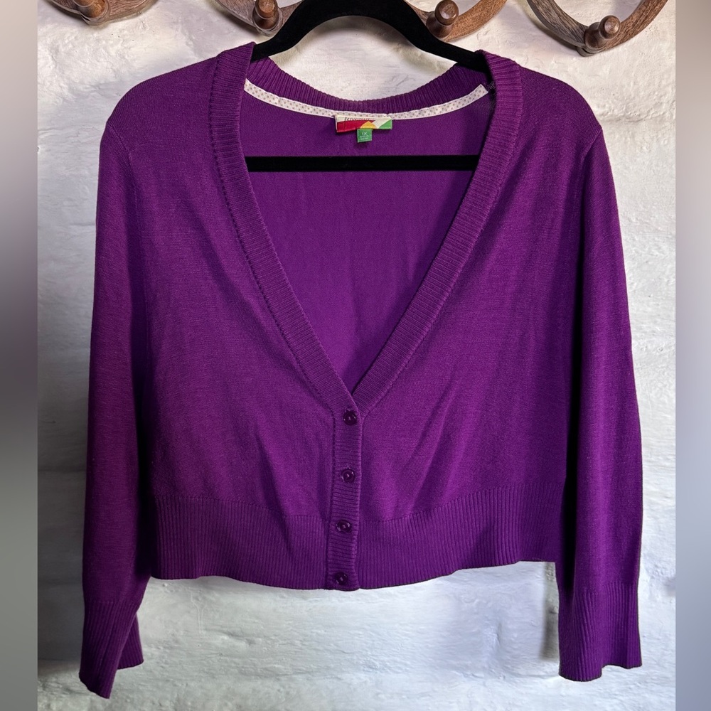 Modcloth Fervour Button Up 3/4 Sleeve Sweater 1x